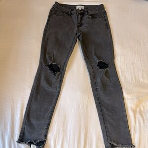 EVIDNT distressed black ankle length jeans